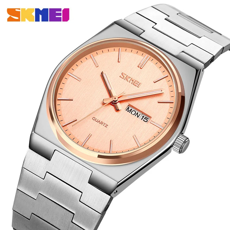 Montre à quartz classique pour homme Skmei 9288 avec bracelet en acier inoxydable et métal