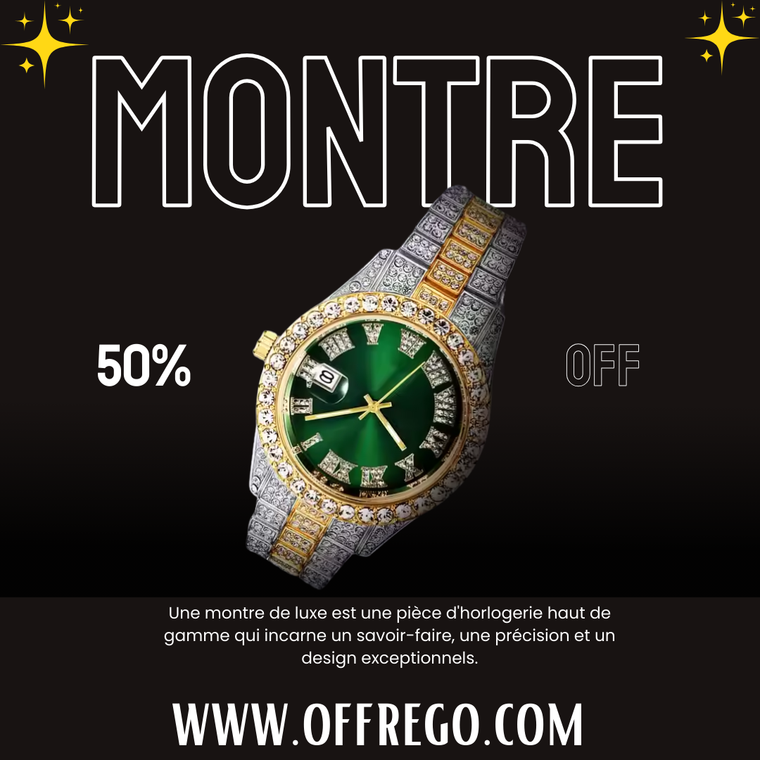 ✨Montre à Quartz Homme Or &Vert  ✨