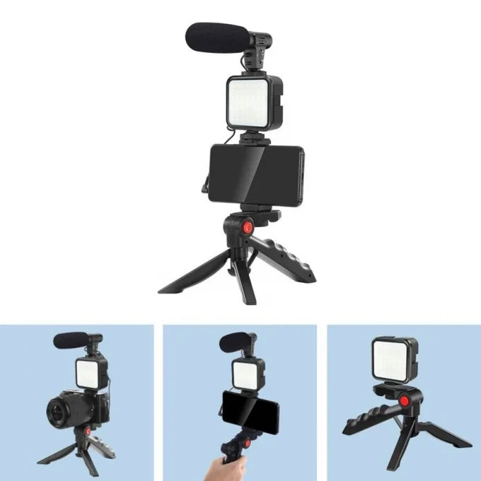 Kit de création vidéo StudioVision avec microphone et lampe led portable pour trépied